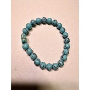Turquoise Colored Dyed Stone ELEPHANT Stretch Bracelet